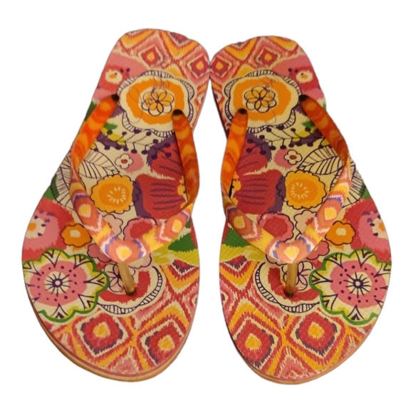 Vera Bradley Bundle 2 Pair floral Flip Flops Women’s 7-8 Sandals - Picture 3 of 7